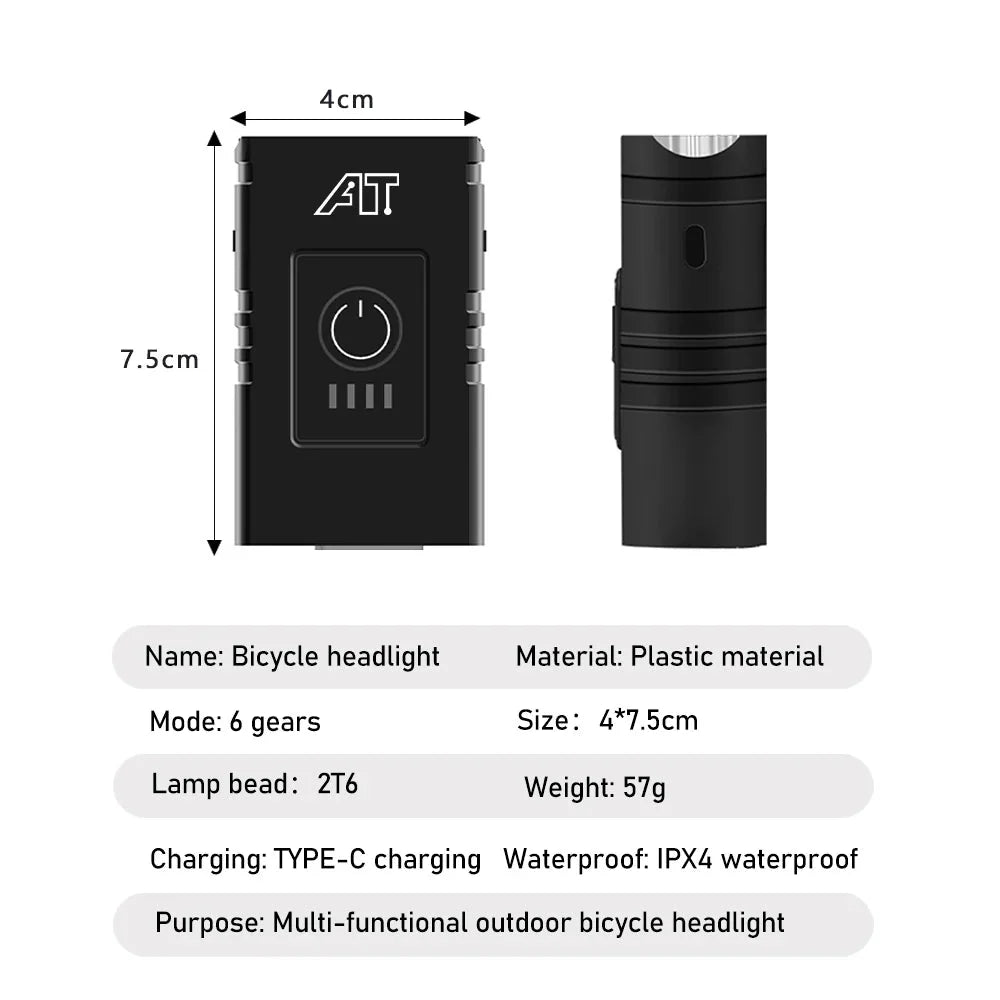 Cycle Zone Bicycle Front Light | 6-Mode LED Handlebar Headlamp for Night Riding