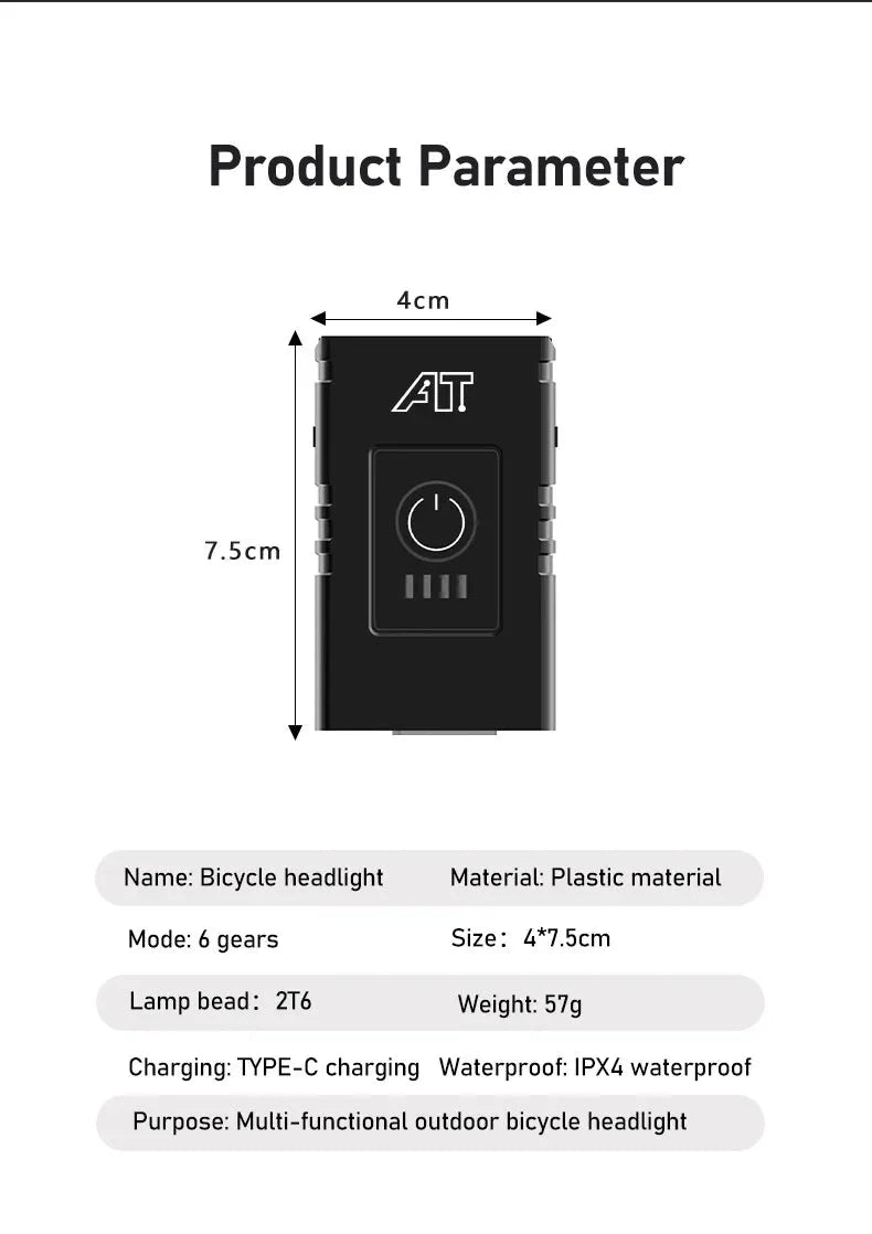 Cycle Zone Bicycle Front Light | 6-Mode LED Handlebar Headlamp for Night Riding