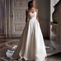 Four Seasons New Style White Satin Tube Top Simple Dress
