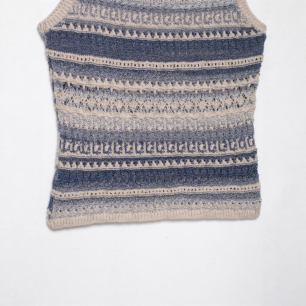 Women's Casual Striped Knitted Sleeveless Top