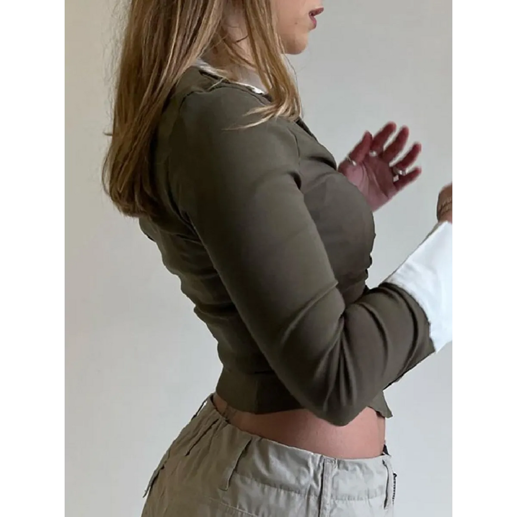 Deep V Crop Top and Hook Closures