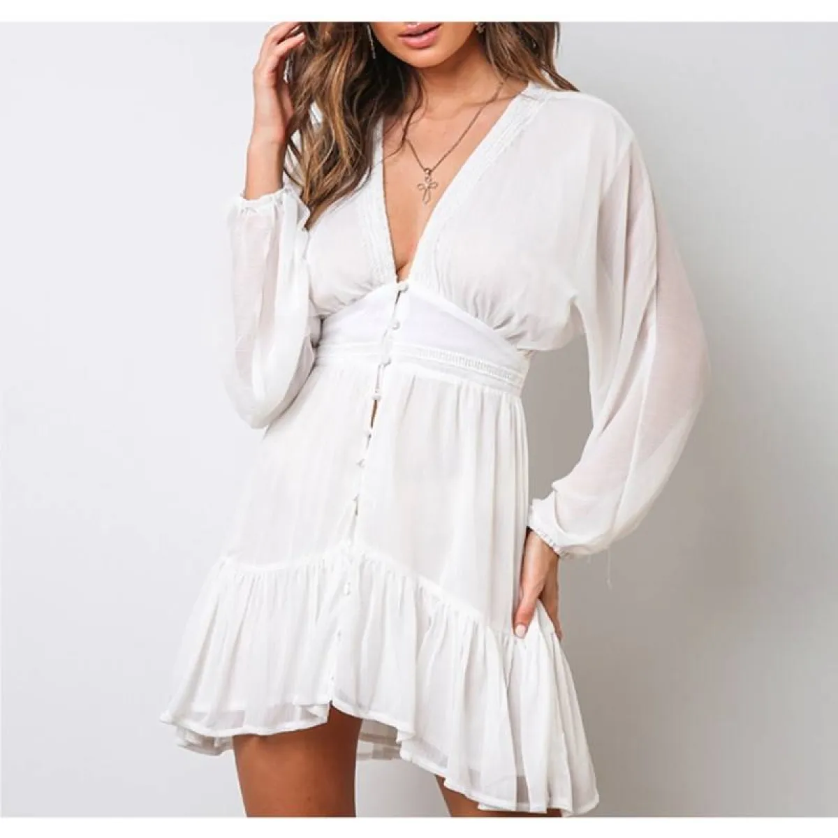 Deep-V Mini Dress
