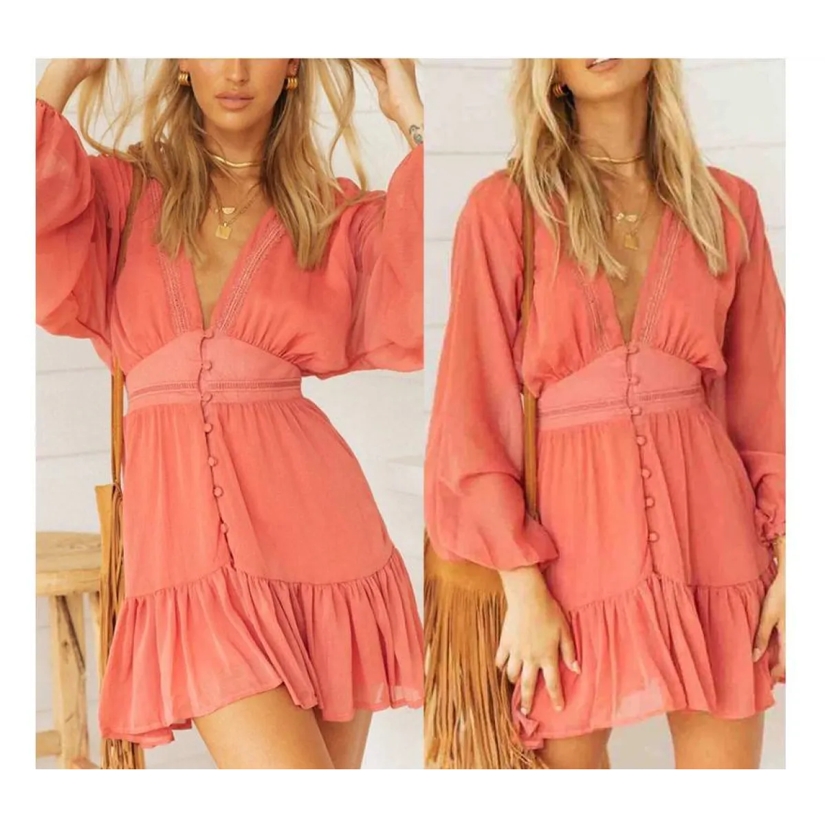 Deep-V Mini Dress