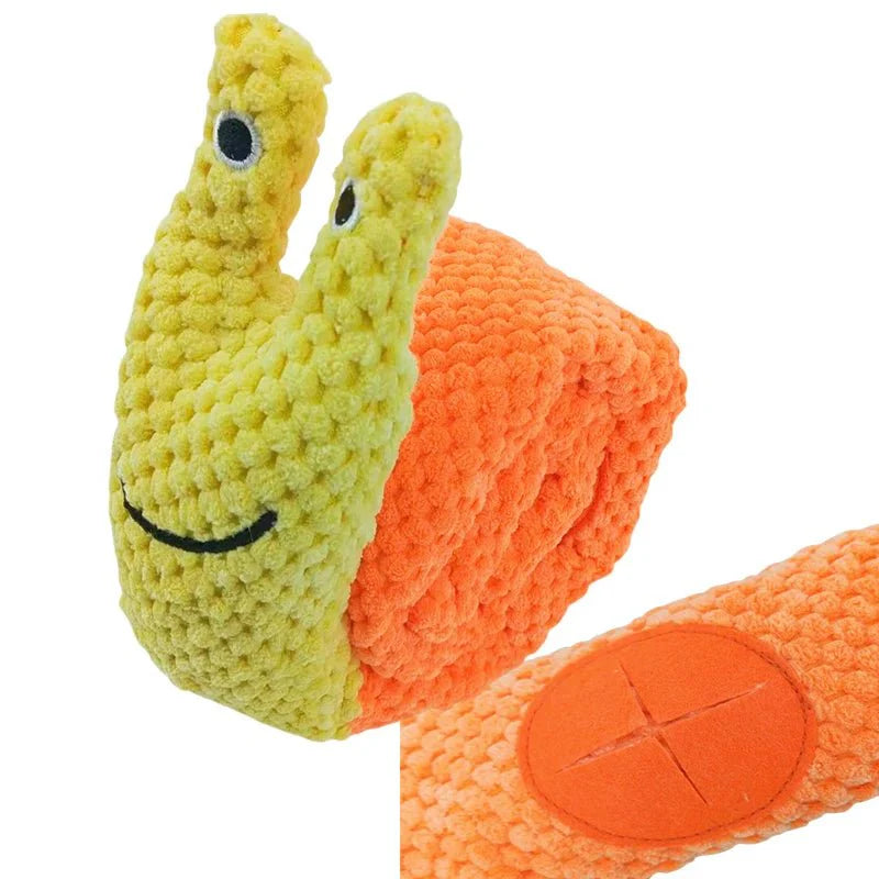Dog Puzzle Feeder Plush Toy – Interactive Snail Design