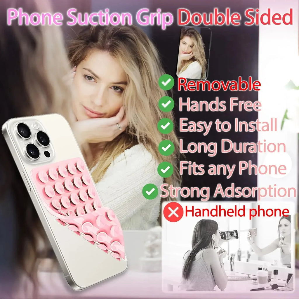 Double-Sided Silicone Suction Cup Phone Holder – Hands-Free Wall Mount