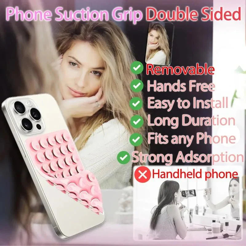 Double-Sided Silicone Suction Cup Phone Holder – Hands-Free Wall Mount