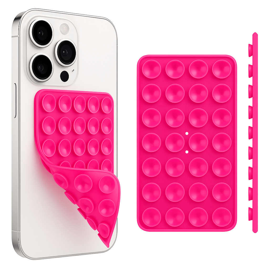Double-Sided Silicone Suction Cup Phone Holder – Hands-Free Wall Mount