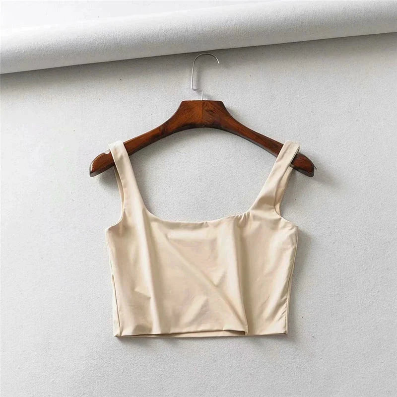 Square Neck Tank Top – Summer 2025 Stretch Crop Shirt