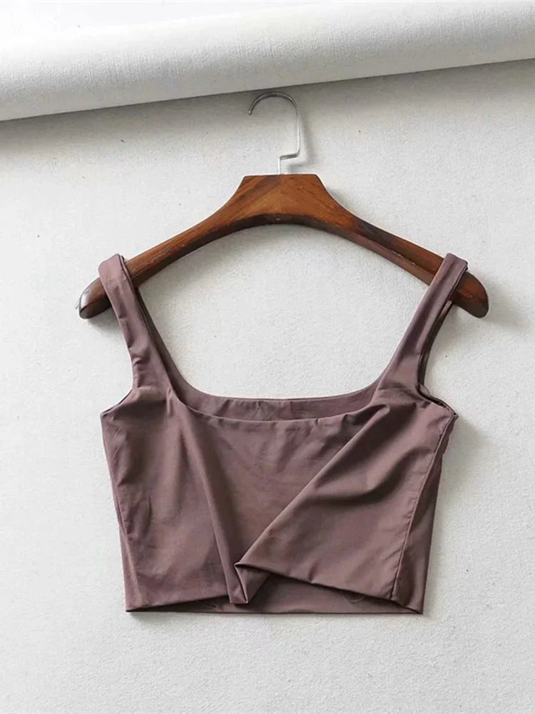 Square Neck Tank Top – Summer 2025 Stretch Crop Shirt
