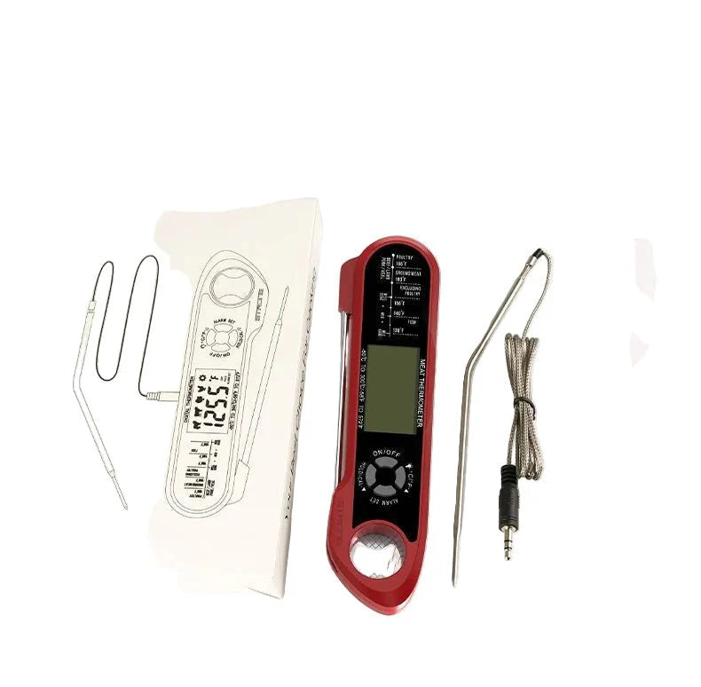 Dual-Probe Waterproof Digital Kitchen Thermometer – Rotating LCD Screen & Alarm