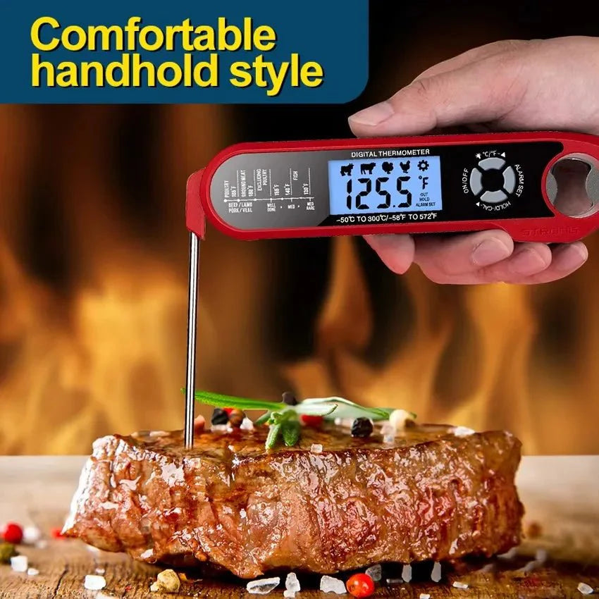 Dual-Probe Waterproof Digital Kitchen Thermometer – Rotating LCD Screen & Alarm
