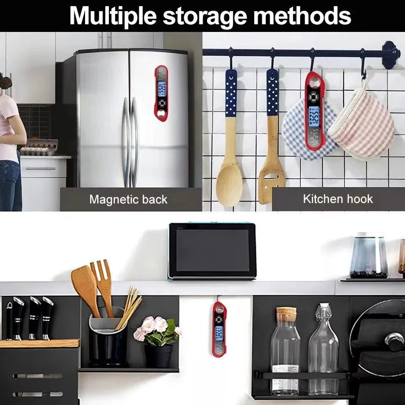 Dual-Probe Waterproof Digital Kitchen Thermometer – Rotating LCD Screen & Alarm
