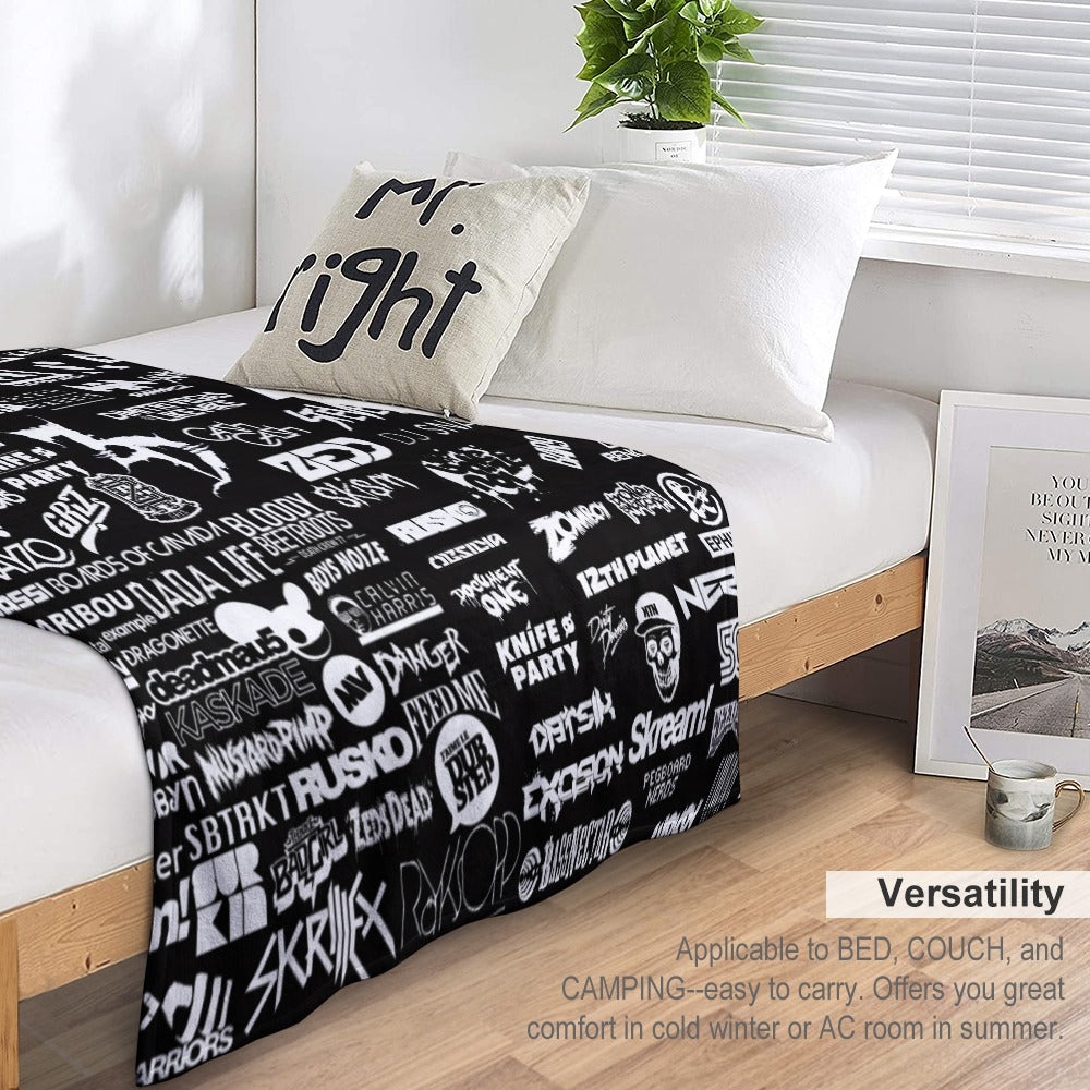 Custom EDM Artists Ultra-Soft Flannel Blanket for Camping Festival Rave in Multiple Sizes