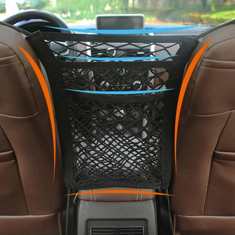 Elastic Car Storage Net Bag – Stretchable Divider Organizer Between Front Seats