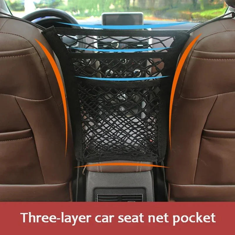 Elastic Car Storage Net Bag – Stretchable Divider Organizer Between Front Seats