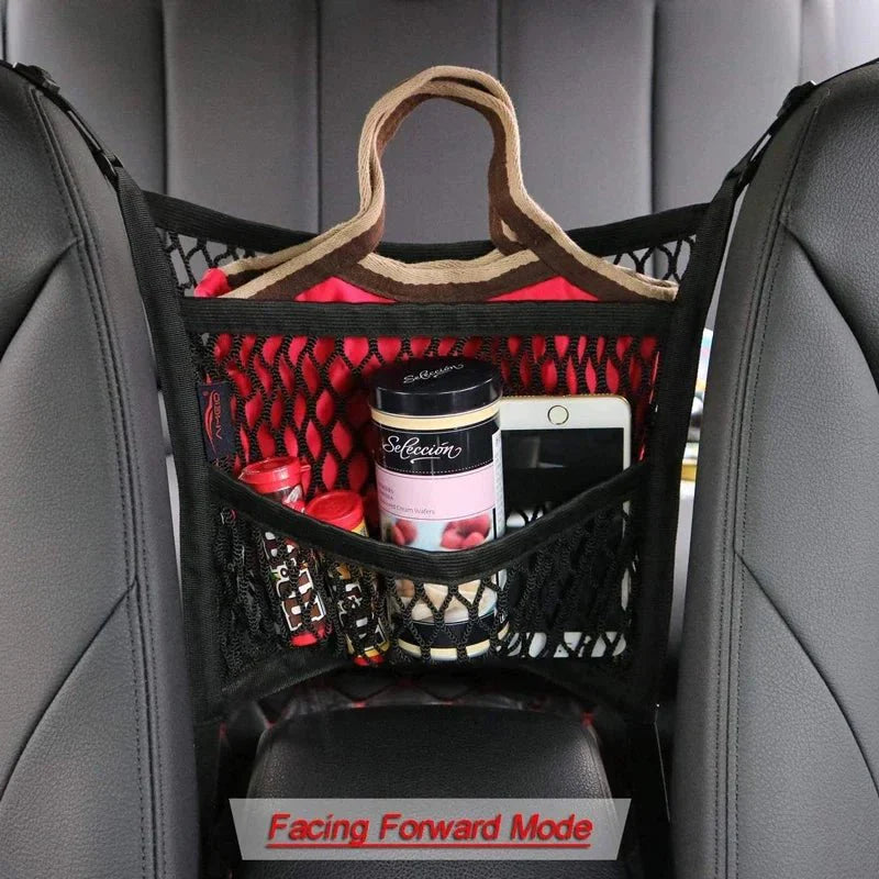 Elastic Car Storage Net Bag – Stretchable Divider Organizer Between Front Seats