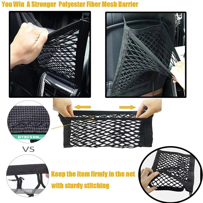 Elastic Car Storage Net Bag – Stretchable Divider Organizer Between Front Seats