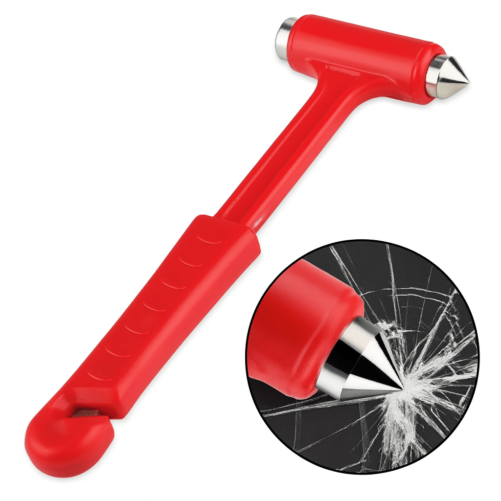 Emergency Escape Safety Hammer | 2-in-1 Glass Breaker and Seat Belt Cutter