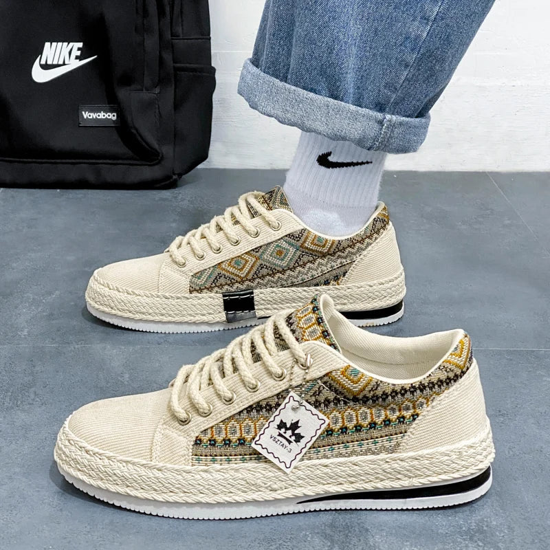 Espadrilles Men Sneakers Flat Canvas Shoes For Men Yuppie Casual Walking Shoes Male Linen Men's Shoes Fisherman's Sneakers Man