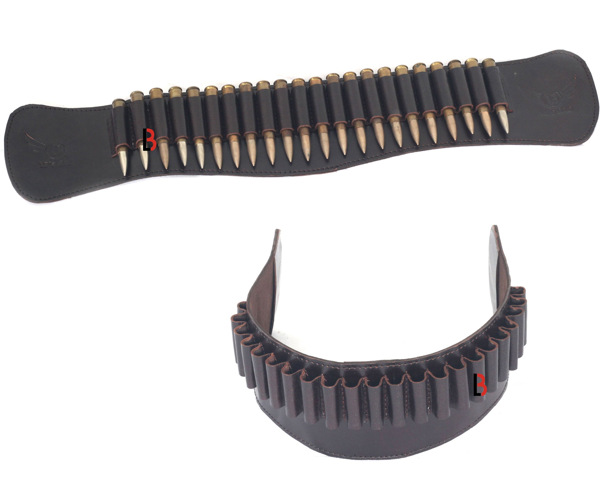 Cowhide Leather Rifle Cartridge Reload Holder 22-Loop Shell Belt | Hunting Ammo Carrier