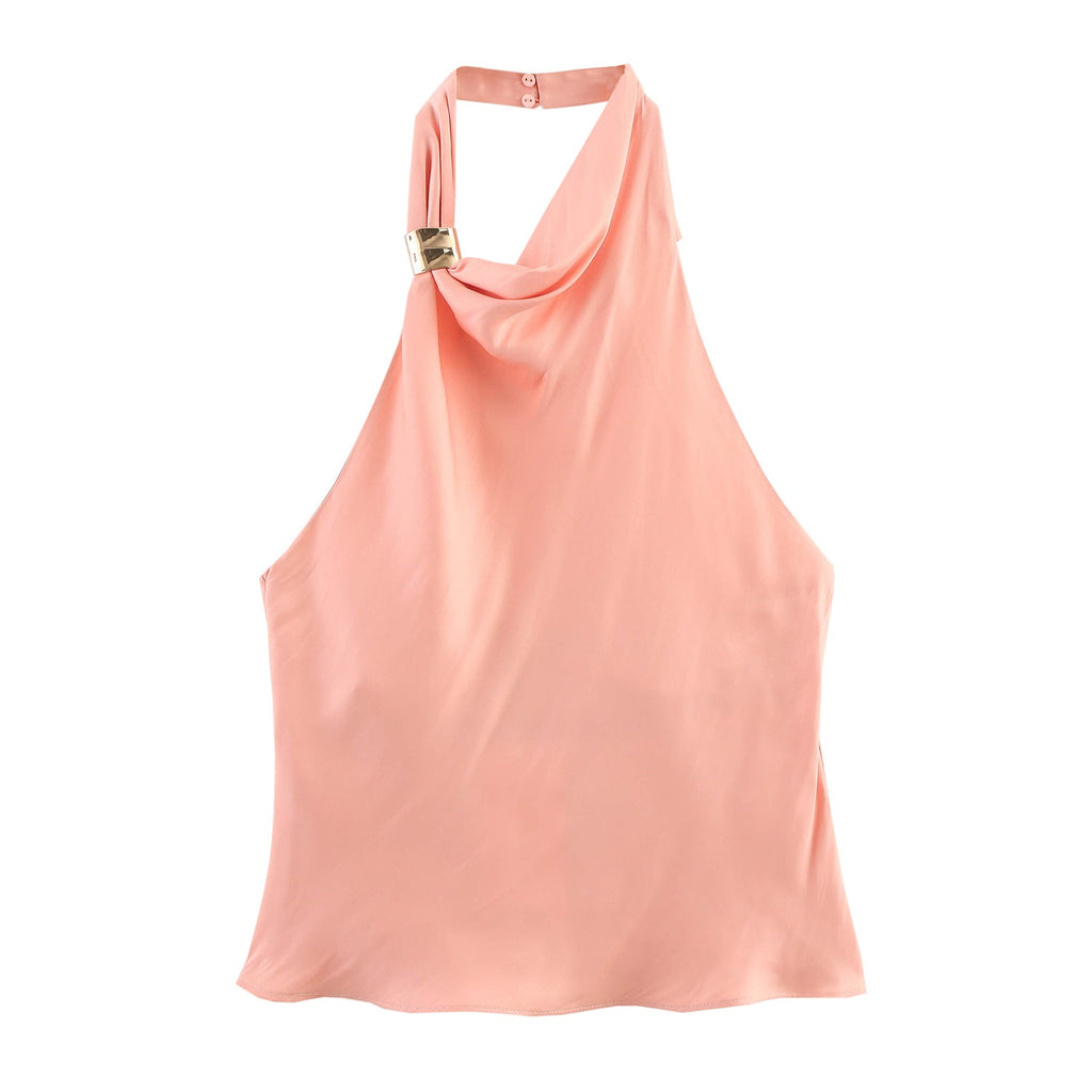 European and American fashion neck hanging sleeveless vest high waist two-piece set