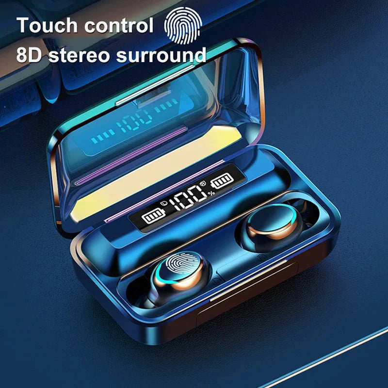 F9-5C Wireless Bluetooth Earphones – 9D Stereo, Waterproof, Noise Cancelling