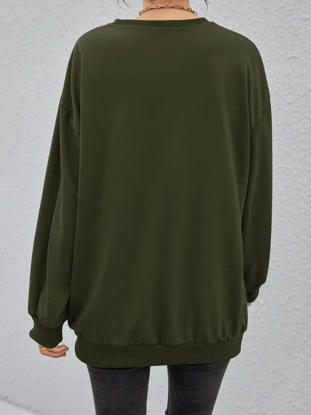 Fashionable round neck long sleeved letter solid color loose hoodie