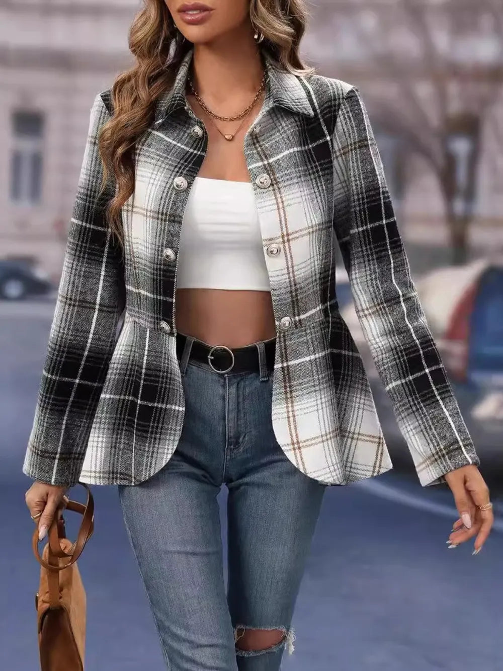 Fashionable women's clothing elegant commuting woolen suit slim fit jacket
