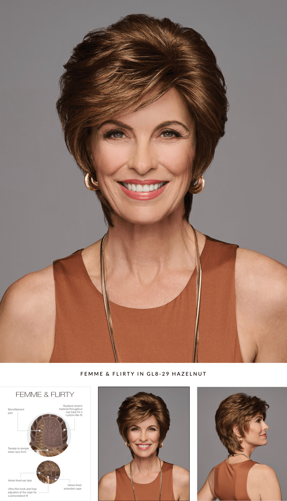 Femme & Flirty Short Shag Wig, Lightweight Volumous Style with Soft Layers, Average Cap, Gl4-8 Dark Chocolate