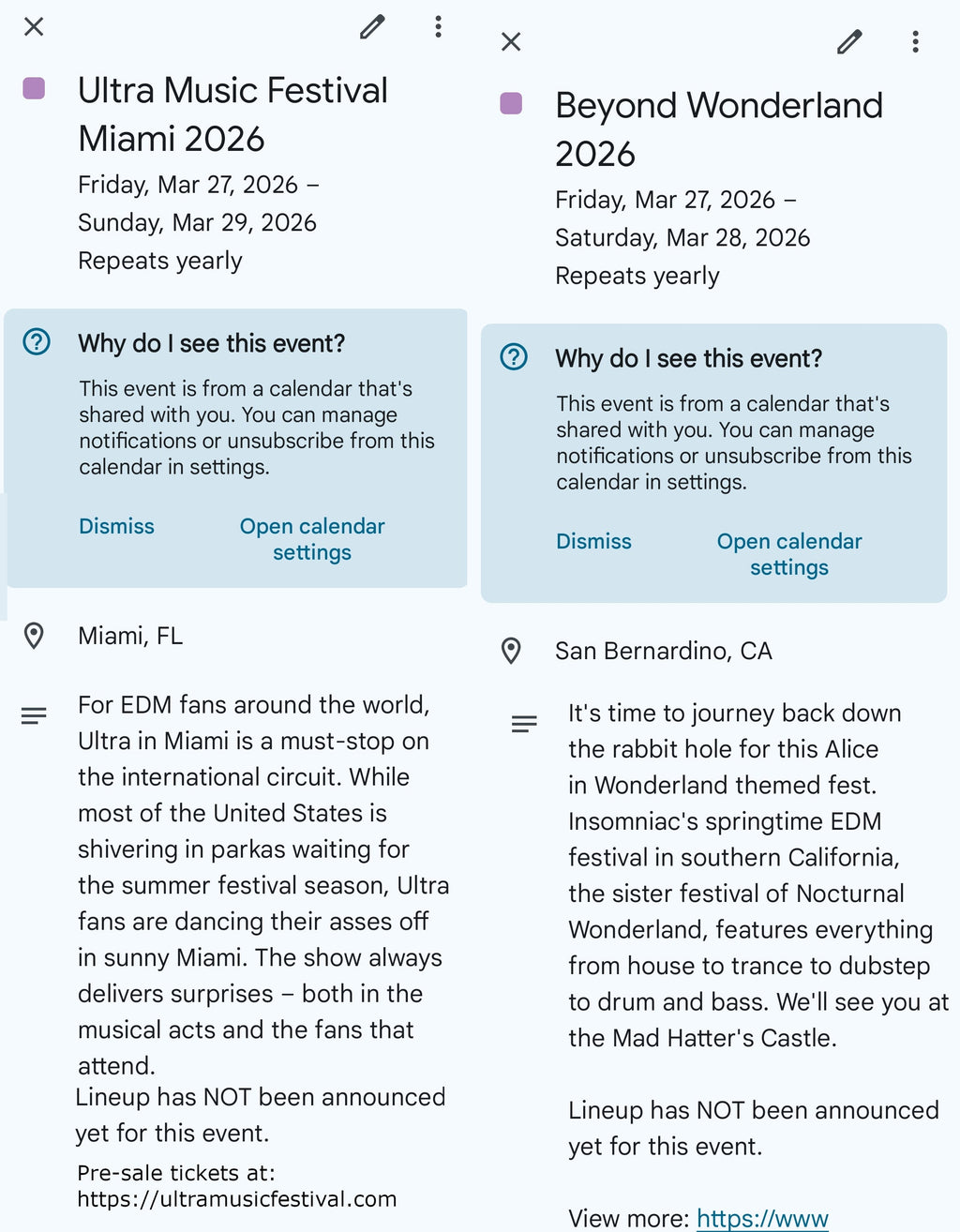 Music Festivals 2026 Calendar & Planner with Digital iCal Sync