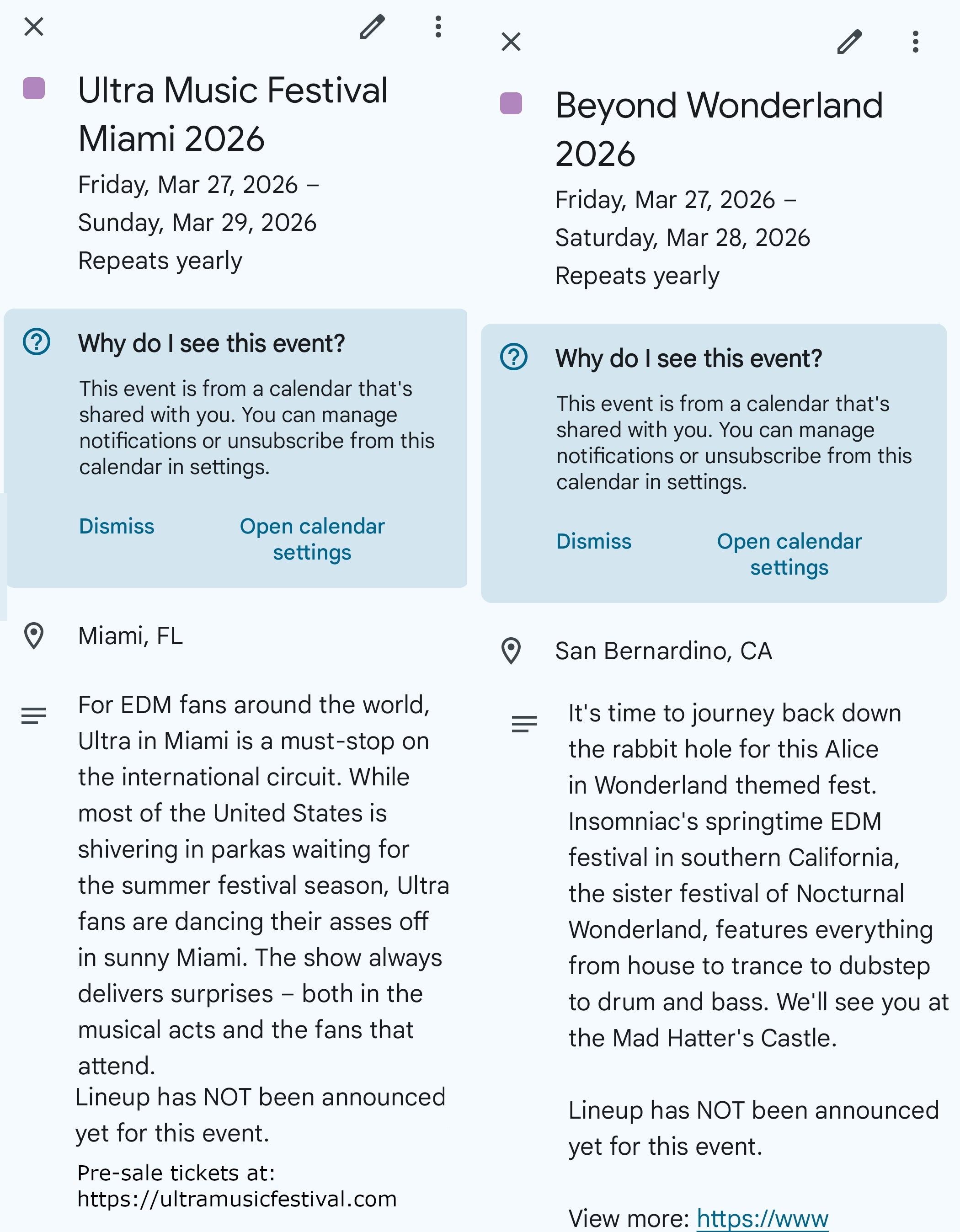 Music Festivals 2026 Calendar & Planner with Digital iCal Sync