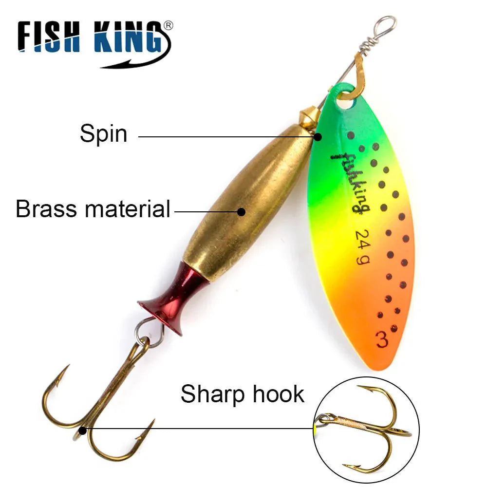 FISH KING Metal Spinner Lure – 18g/24g Long Cast Hard Bait with Hook