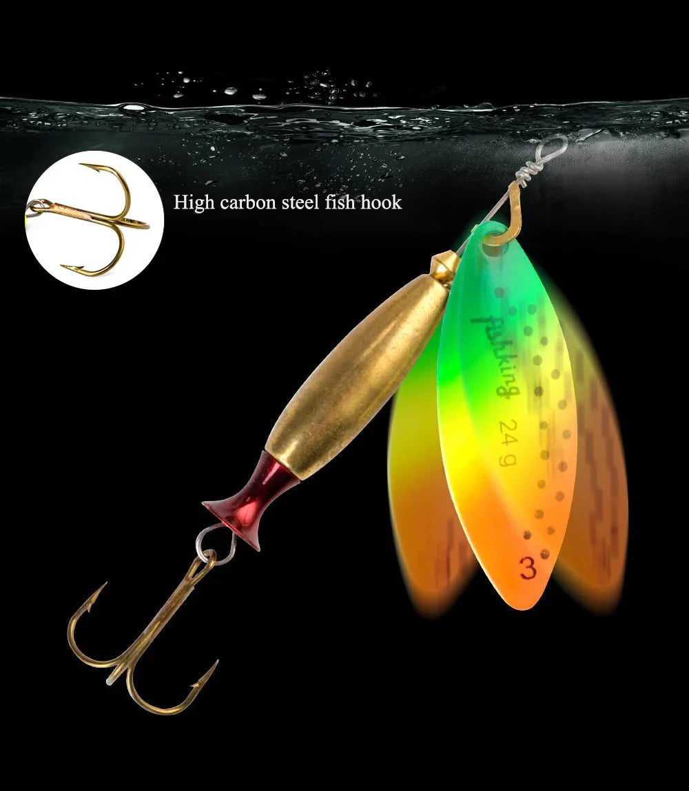 FISH KING Metal Spinner Lure – 18g/24g Long Cast Hard Bait with Hook
