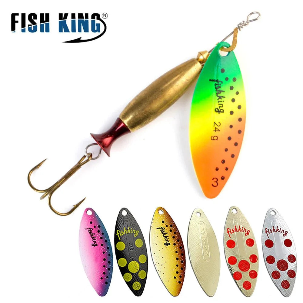 FISH KING Metal Spinner Lure – 18g/24g Long Cast Hard Bait with Hook