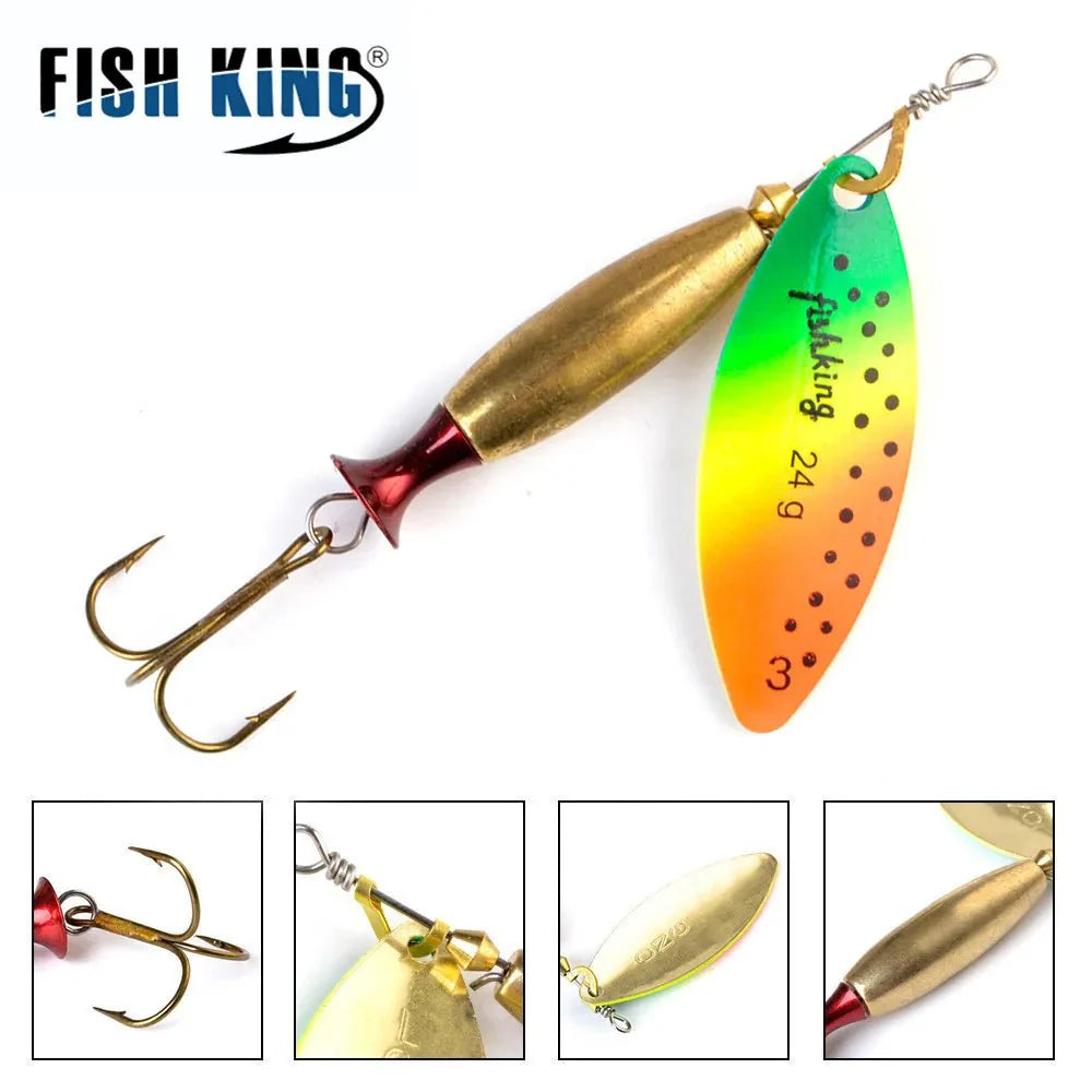 FISH KING Metal Spinner Lure – 18g/24g Long Cast Hard Bait with Hook