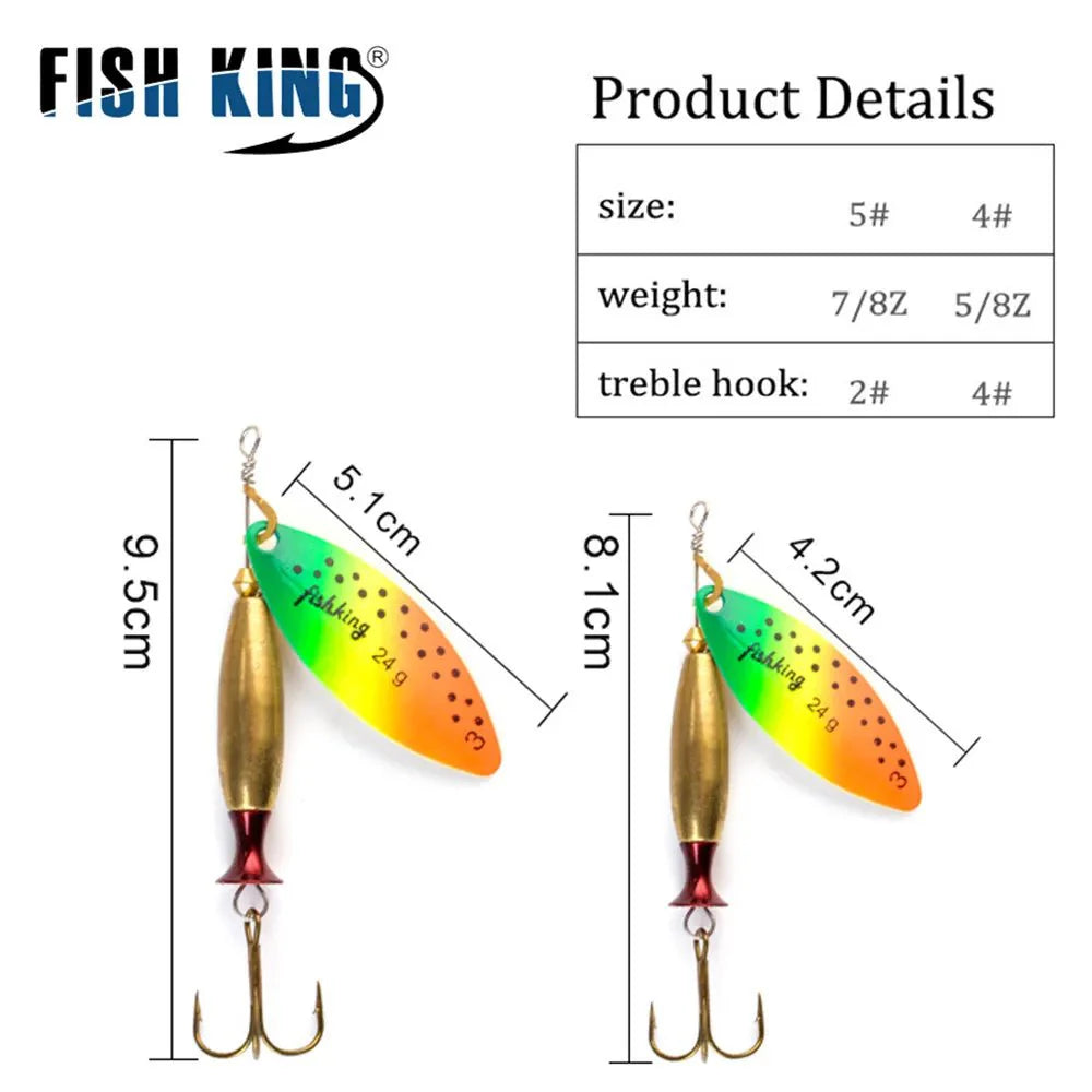 FISH KING Metal Spinner Lure – 18g/24g Long Cast Hard Bait with Hook