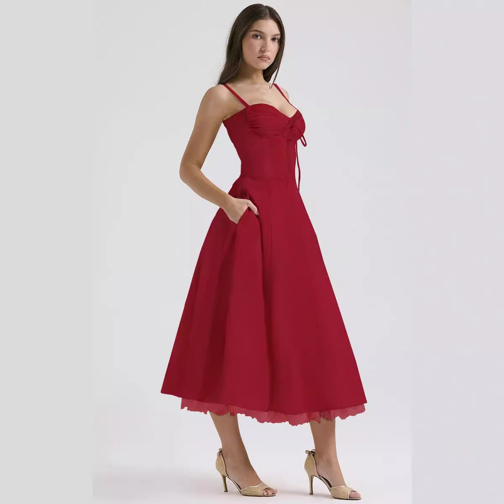 Floral series French summer camisole gentle style dress slimming floral camisole long skirt