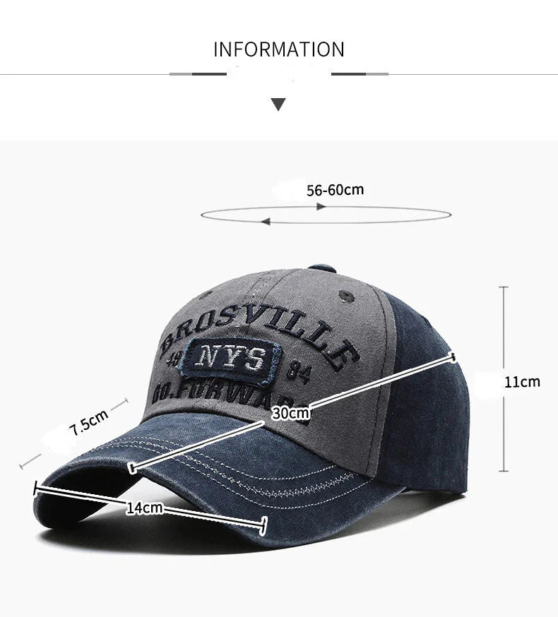 Washed Embroidered Baseball Cap | Unisex Casual Cotton Outdoor Hat