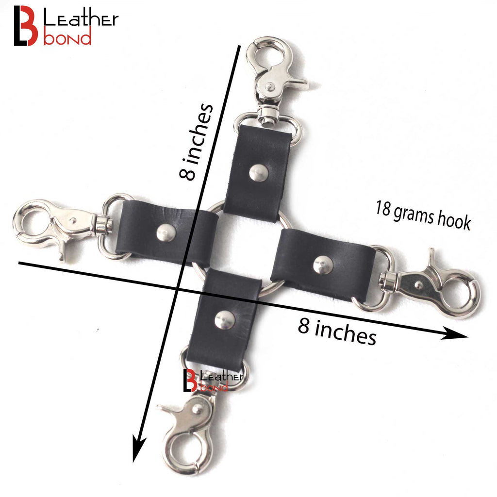 11-Piece Cowhide Leather Bondage Kit Collar, Ankle & Wrist Cuffs, Hogties, Leash & Connectors | Couples BDSM Set