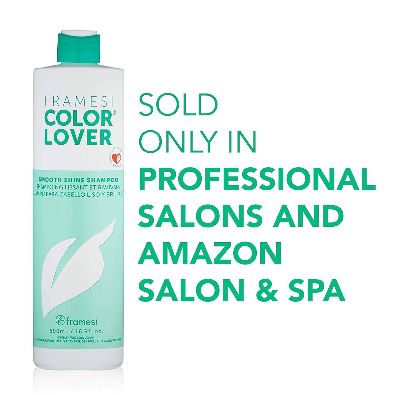Framesi Color Lover Smooth Shine Shampoo, Sulfate Free Shampoo with Quinoa and Aloe Vera, Color Treated Hair  33.8 Oz