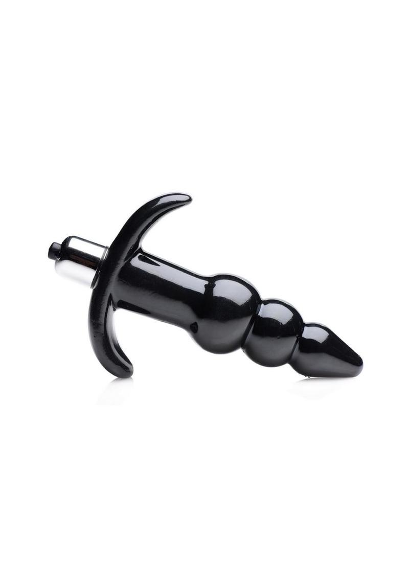 Frisky Bubbling Noir Ribbed Vibrating Butt Plug