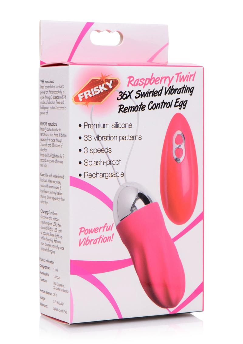 Frisky Raspberry Twirl 36X Swirled Silicone Egg Vibrating With Remote Control