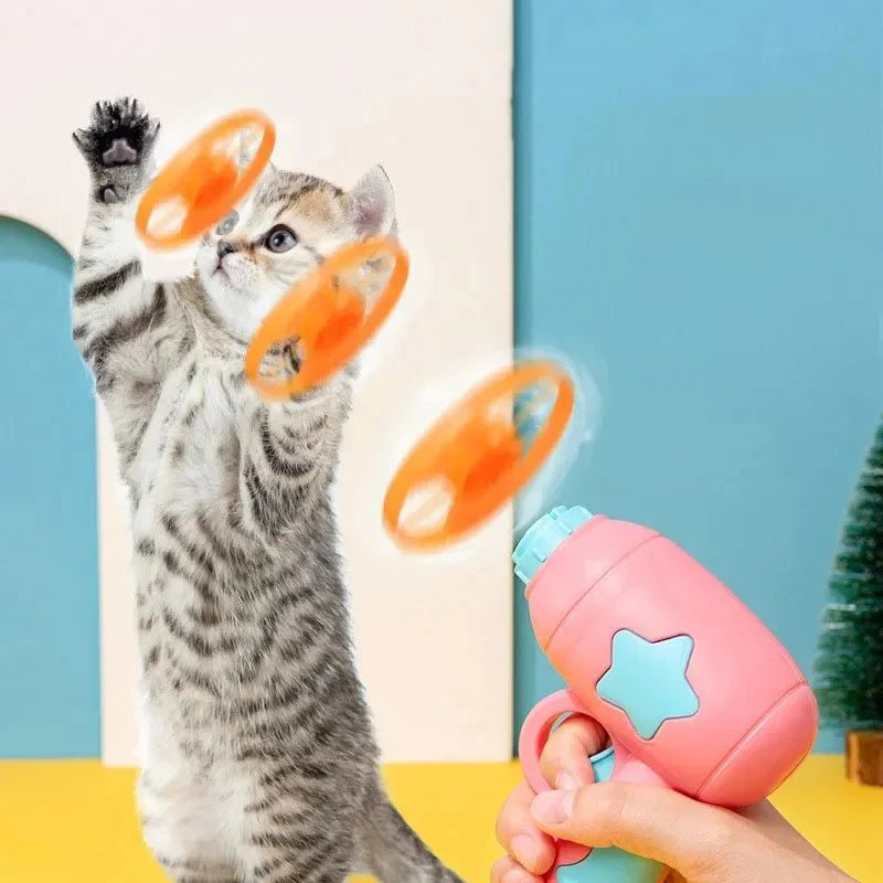Funny Cat Toy Interactive Flying Disc Launcher