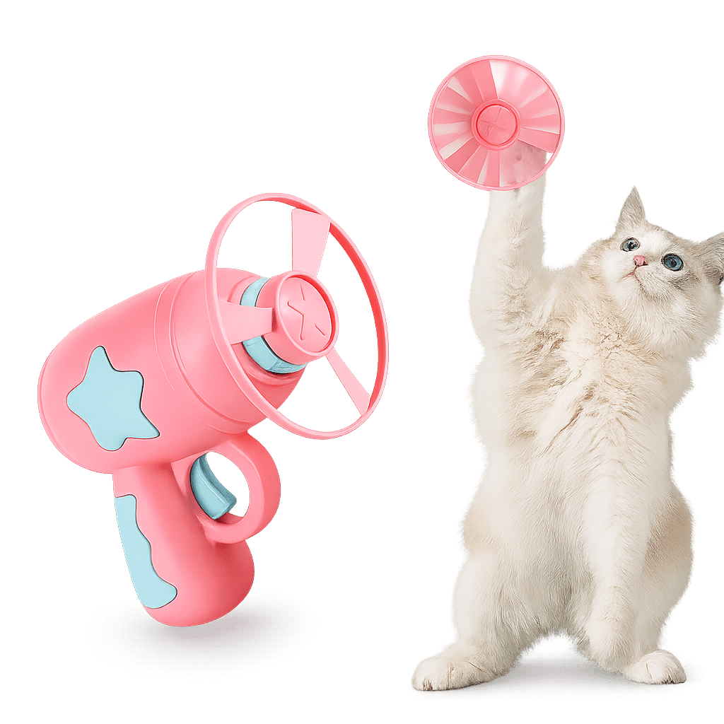 Funny Cat Toy Interactive Flying Disc Launcher