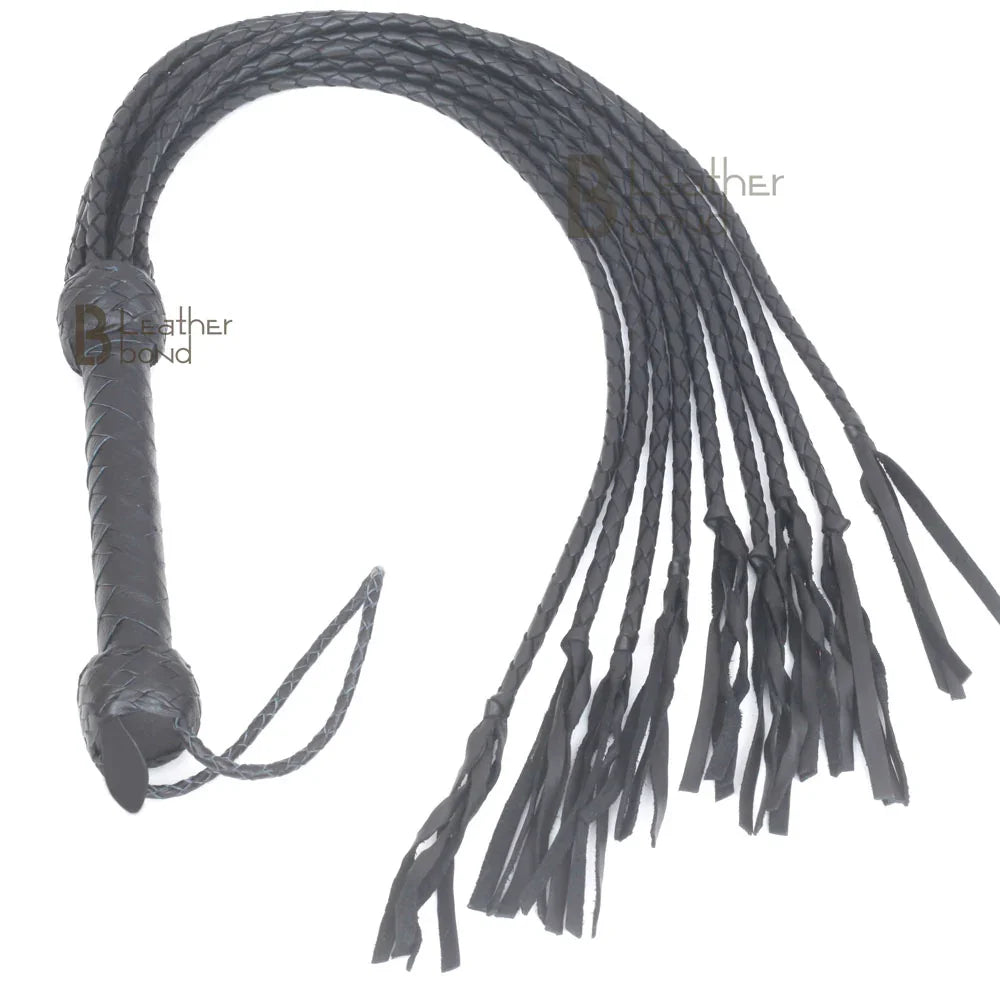 Real Bull Hide Leather Flogger 9 Braided Falls Cat-o-Nine Tails | Handcrafted Heavy Duty BDSM Whip