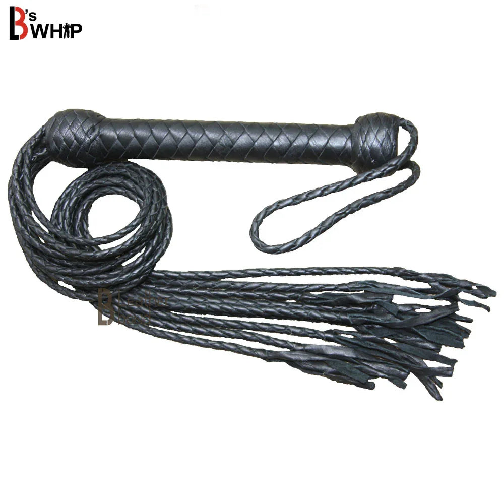 Real Bull Hide Leather Flogger 9 Braided Falls Cat-o-Nine Tails | Handcrafted Heavy Duty BDSM Whip