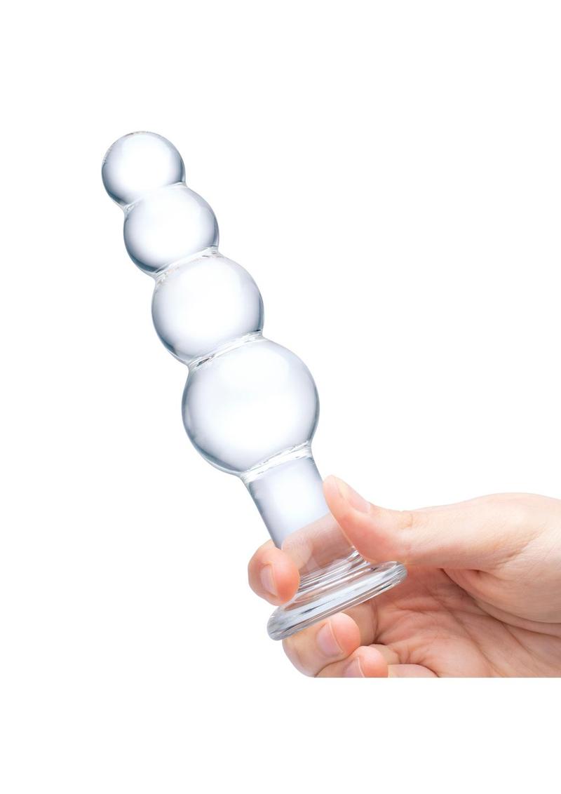 Gläs 7.25 Inch Beaded Hand Blown Glass Butt Plug