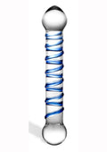 Glas Blue Spiral Glass Dildo With Luxury Satin Storage Bag