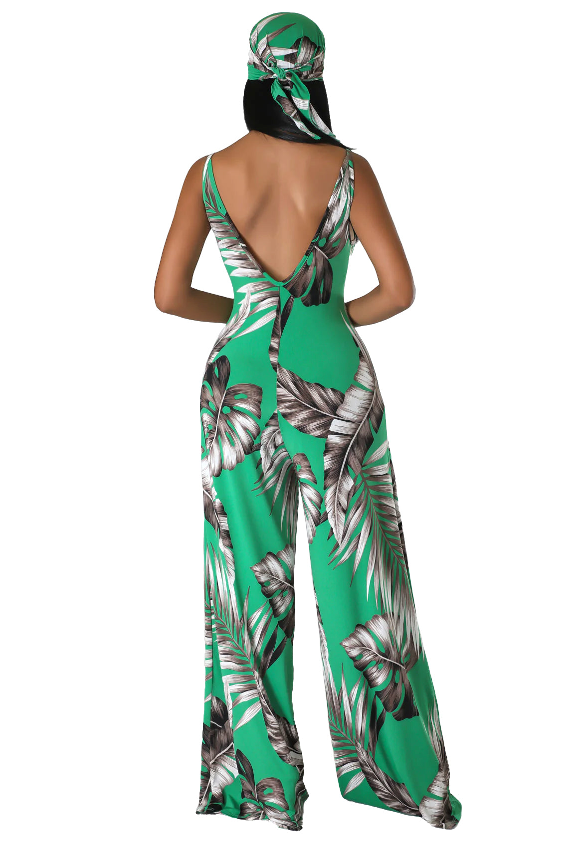 Green Jumpsuit with Head Scarf