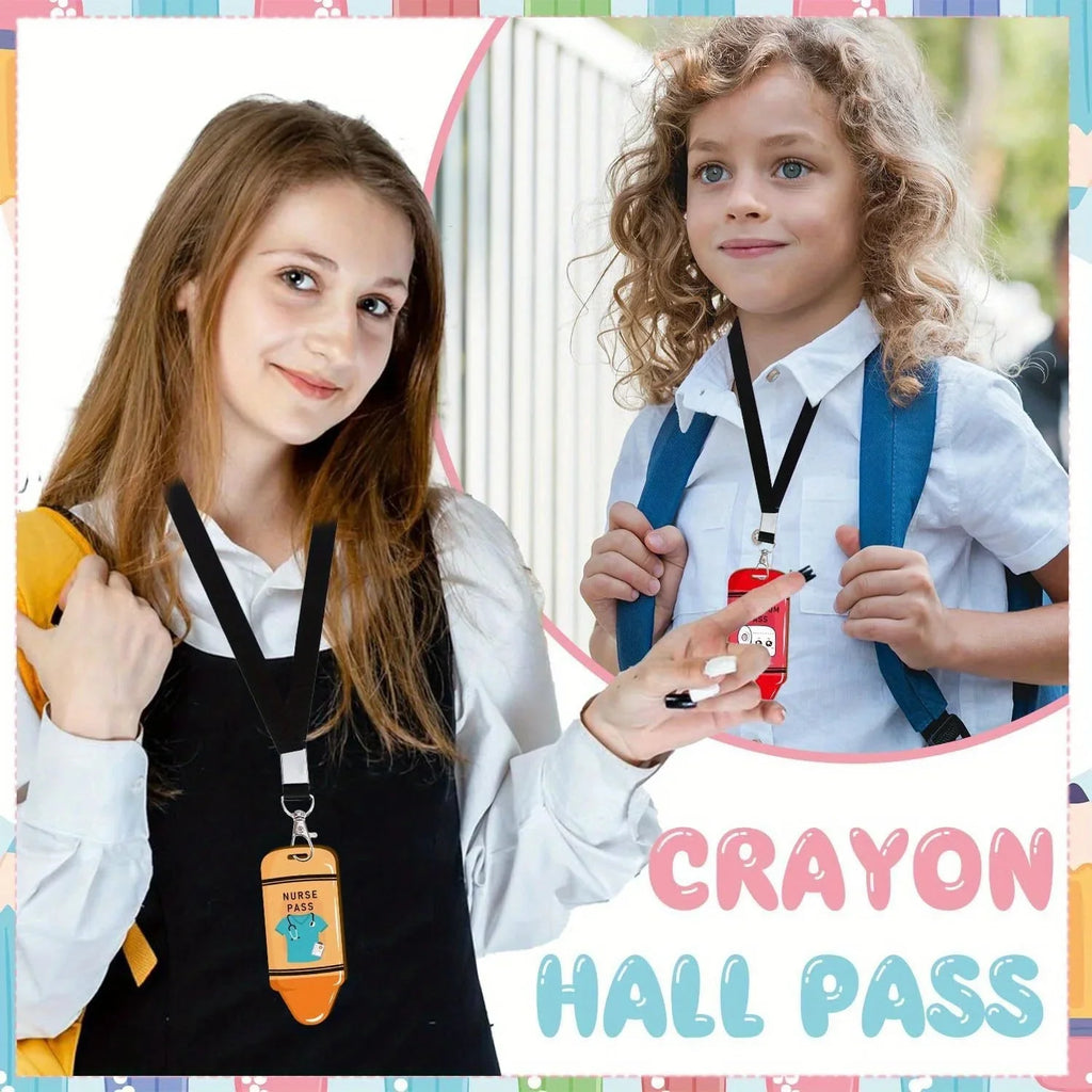 Classroom Hall Pass Set | 6 Lanyard Passes for School